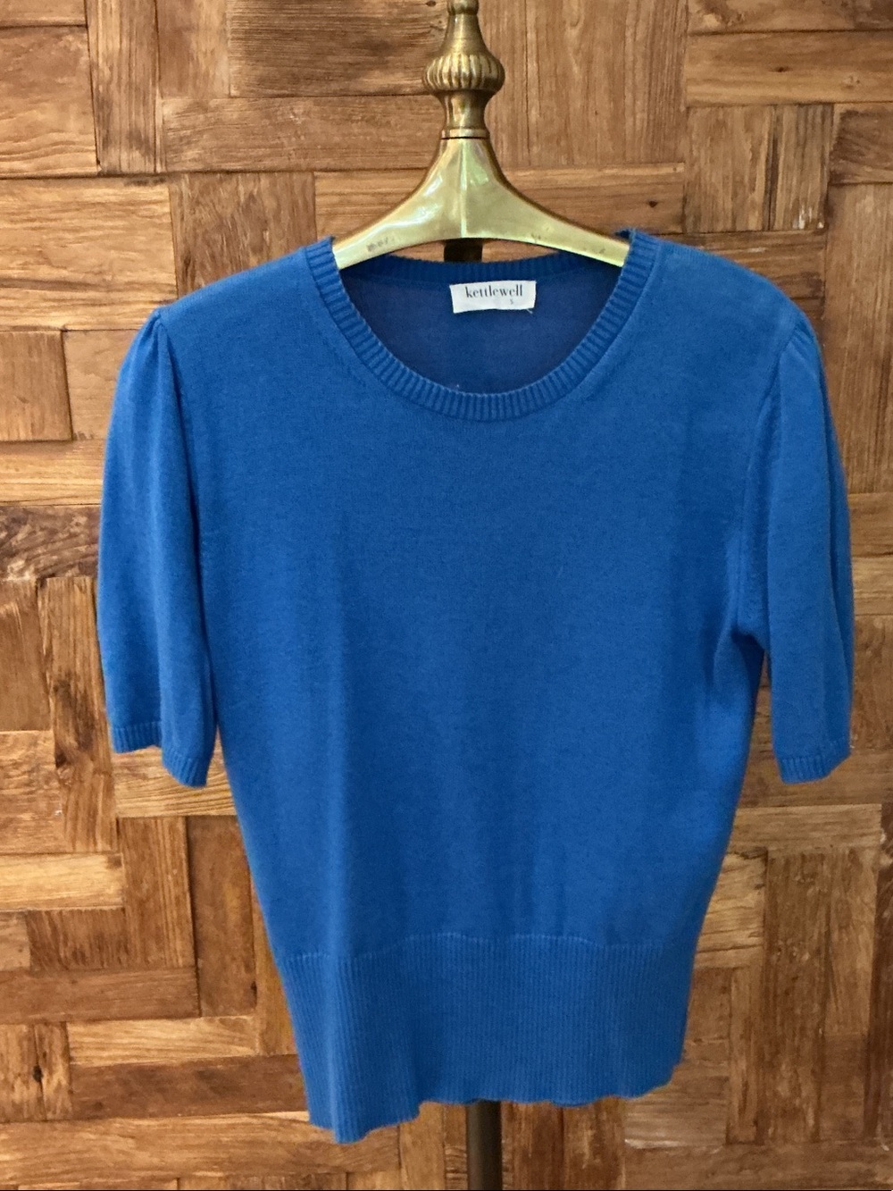 Kettlewell Short-Sleeve Crewneck Sweater in Cobalt Blue